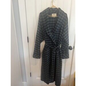 Lee Valley Ireland XL Cotton Black Watch Plaid Bathrobe Shawl Collar Belted NWOT